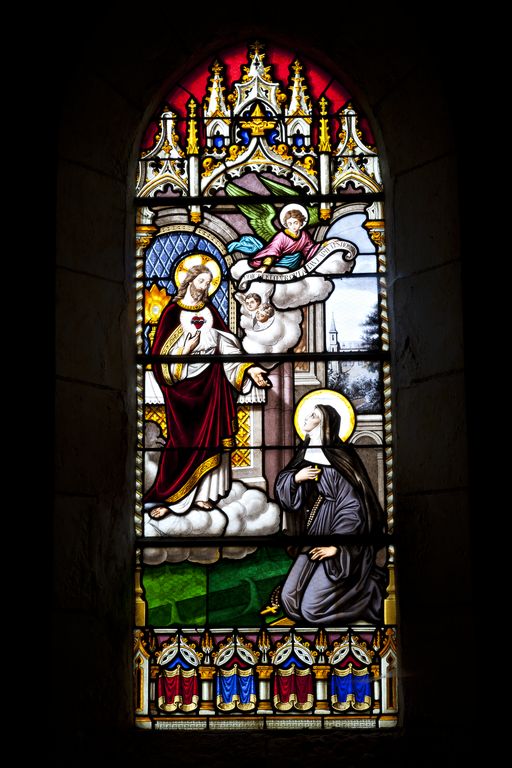 Verrière : l'apparition du Christ au Sacré-Cœur à Marguerite-Marie Alacoque