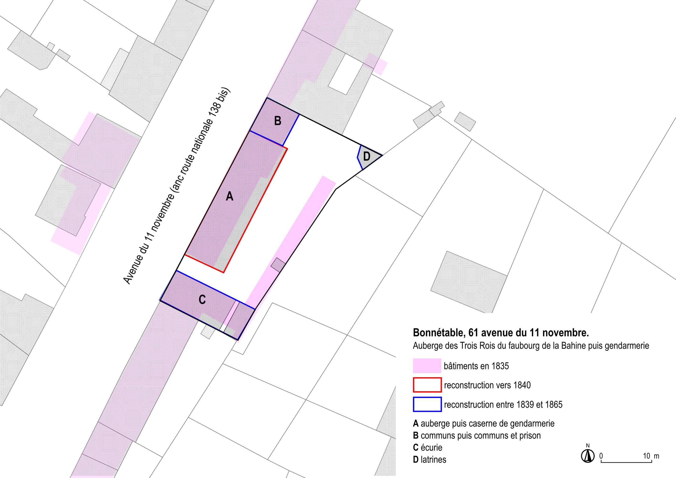 Auberge des Trois Rois du faubourg de la Bahine puis gendarmerie de Bonnétable, actuellement immeubles à logement.