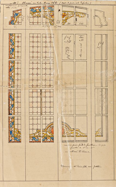 Ensemble de 2 verrières décoratives - Maison, 56 bis rue Victor-Hugo, Le Mans