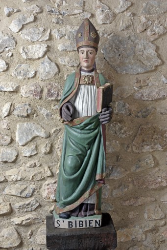 Statue : saint évêque dit saint Bibien - Chapelle Saint-Pierre, Saulges