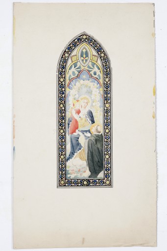 Ensemble de 2 verrières historiées : repas chez Simon, apparition de la Vierge à saint Dominique (baies 9 et 10) - Église paroissiale Notre-Dame-de-l'Assomption, Chailland