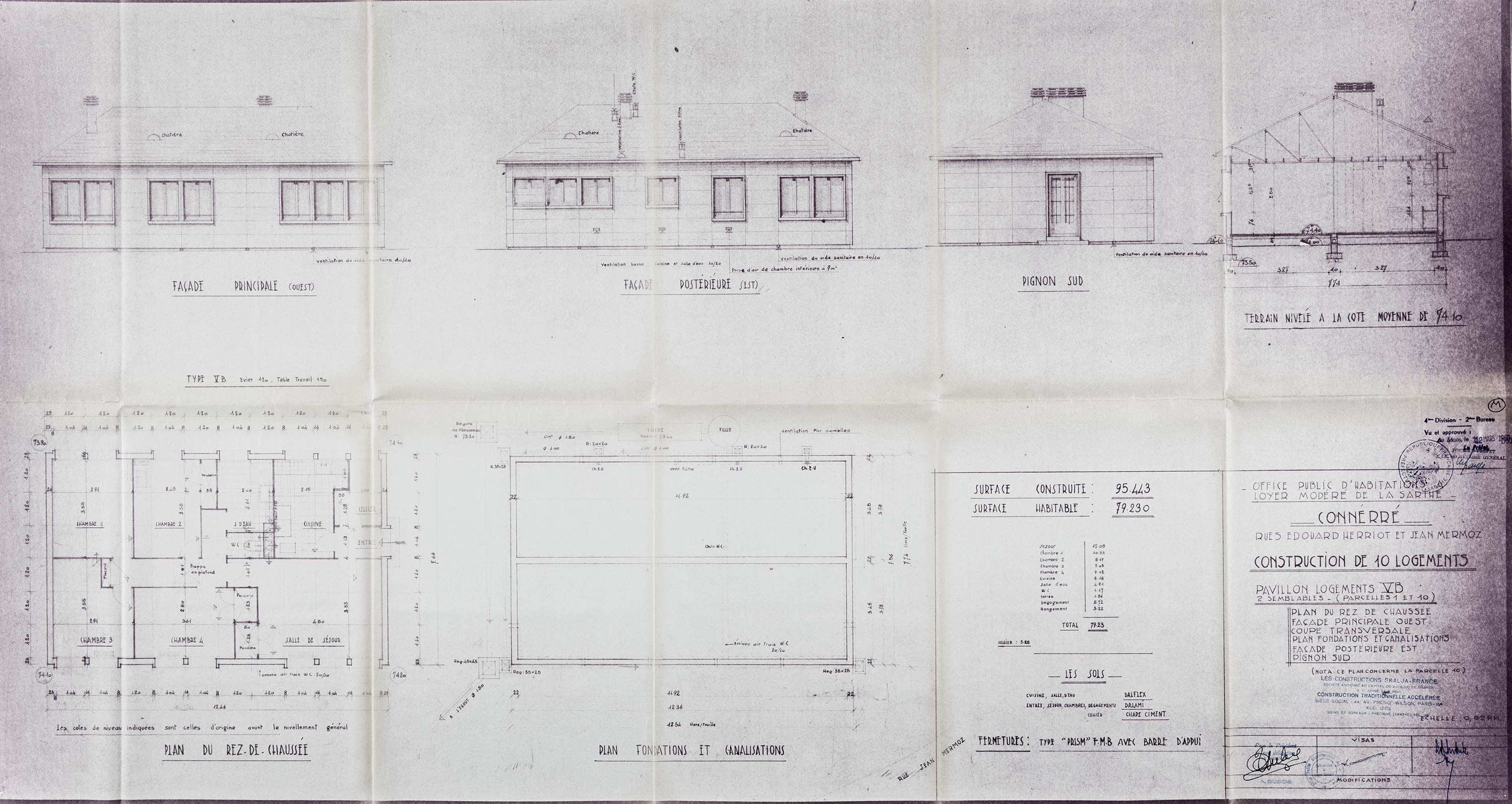 Lotissement concerté d'habitations à loyer modéré, 6, 8 rue Édouard Herriot, 19, 21, 23, 25, 27, 29 rue Jean Mermoz, Connerré