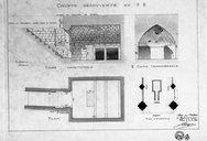 Crypte découverte en 1908 : plan et coupes au 1/20e par Georges Balleyguier, architecte, le 30 mai 1910.