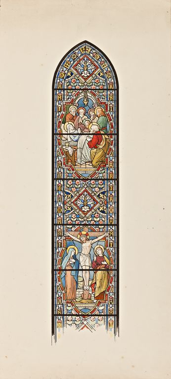 Ensemble de 5 verrières historiées et de 2 verrières décoratives : vie de la Vierge (baies 0 à 6) - Église paroissiale Notre-Dame-de-l'Assomption, Chailland