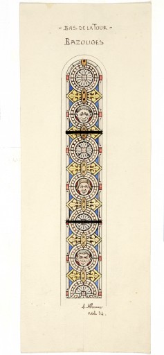 Ensemble de 2 verrières : Notre Père, croix de saint Benoît (baies 4 et 6)