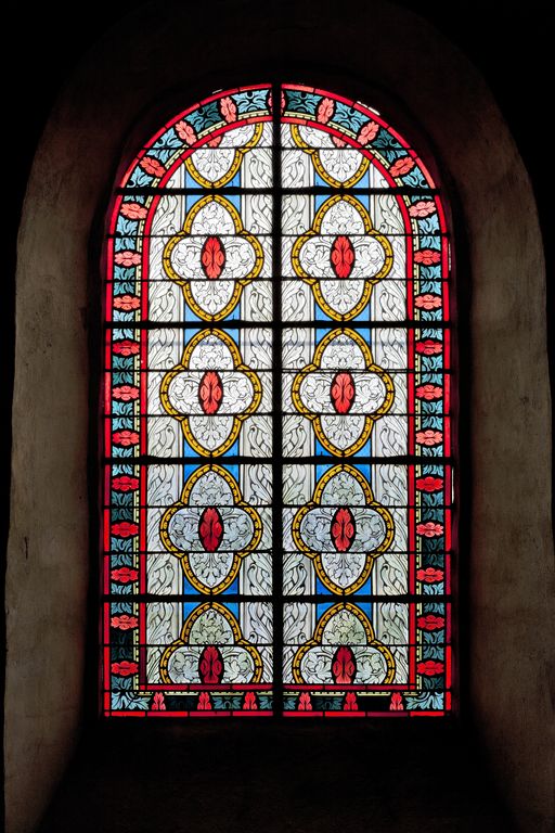 Ensemble de 2 verrières décoratives (baie 3 et 4) - Église paroissiale Saint-Denis, Saint-Denis-du-Maine