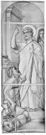 Carton de la scène de la lancette centrale de la baie 16 : guérison d'un infirme par saint Pierre et saint Jean l'évangéliste.