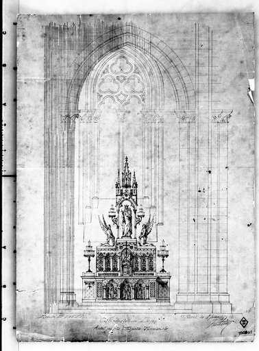 Autel, tabernacle, retable de la Vierge