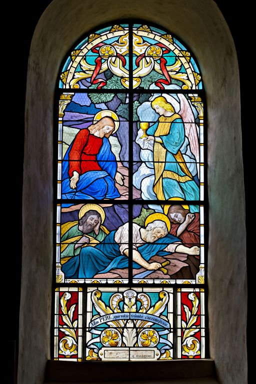 Ensemble de 7 verrières historiées : vie du Christ (baies 5, 6, 9, 10, 11, 12 et baie occidentale) - Église paroissiale Saint-Gervais-Saint-Protais, Quelaines-Saint-Gault