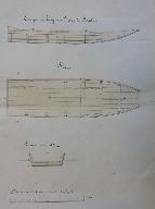 Plan et coupes d'un batelet pour le passage du Brault, par l'ingénieur Maire, 7 janvier 1857.