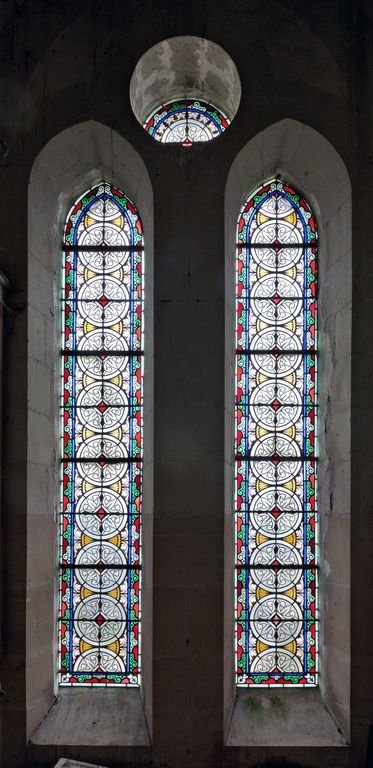 Verrière décorative (baie occidentale) - Chapelle, puis église paroissiale Saint-Étienne, Origné