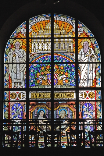 Verrière figurée : proclamation de saint Joseph comme patron de l’Église Universelle (baie occidentale) - Couvent Saint-Joseph-des-Champs de sœurs de la Miséricorde, Entrammes