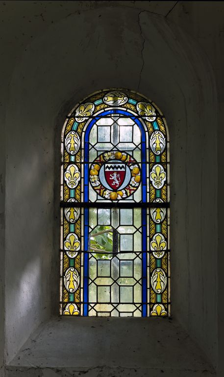 Ensemble de 3 verrières héraldiques (baies 0 à 2) - Château de Lancheneil, Nuillé-sur-Vicoin