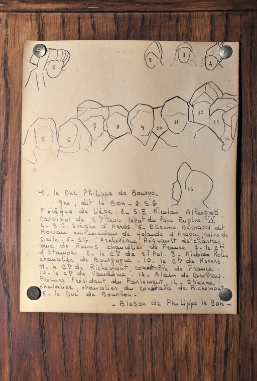 Verrière historiée : conclusion du traité d'Arras en 1435, réception du roi René et de Jeanne de Laval à Tours en 1455 - Château de Lorrière, Dissé-sous-le-Lude