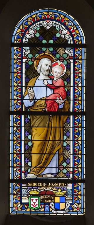 Ensemble de 4 verrières à personnage : saint Robert, saint Louis, saint Joseph, saint Hubert (baies 7 à 10) - Église paroissiale Saint-Étienne, Entrammes