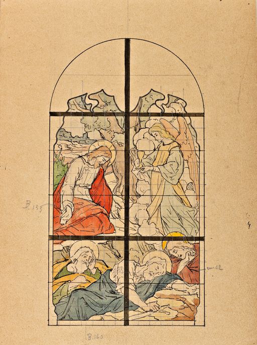 Ensemble de 7 verrières historiées : vie du Christ (baies 5, 6, 9, 10, 11, 12 et baie occidentale) - Église paroissiale Saint-Gervais-Saint-Protais, Quelaines-Saint-Gault