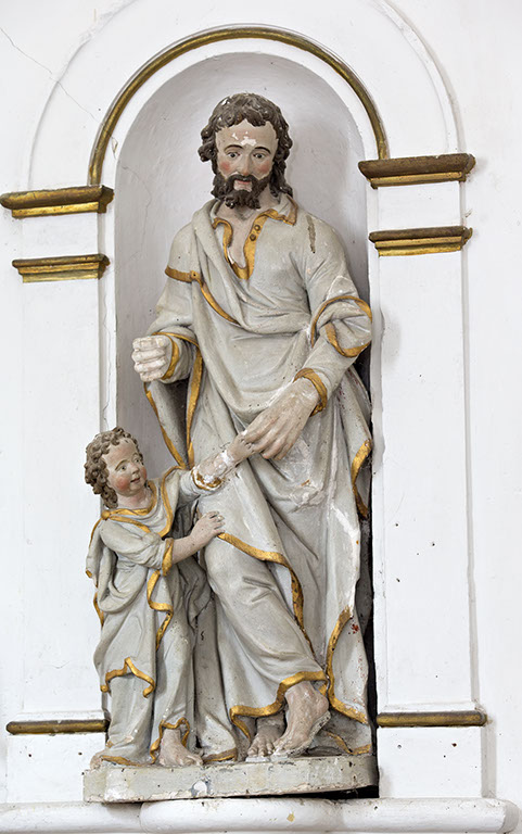 Groupe sculpté : Joseph et l'Enfant Jésus