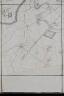 Plan de la route royale de Paris à Nantes, vers 1747-1748 : plan des fermes du Gué aux Cenaux, Les Croix, la Hanterie, Les Bois et les Haies malherbes à Terrehault.