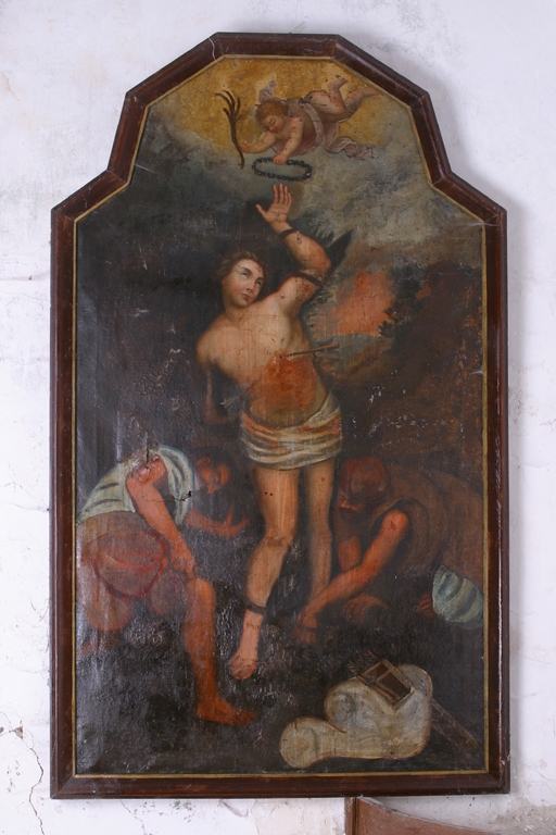 Tableau : martyre de saint Sébastien - Chapelle du prieuré Notre-Dame-de-la-Mancellière, puis église Saint-Jean-Baptiste, Saint-Jean-sur-Erve