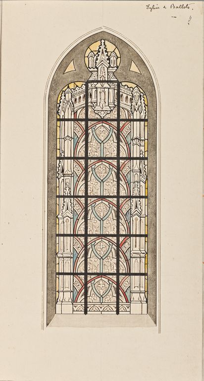 Ensemble de 8 verrières décoratives (baies 7 à 14) - Église paroissiale Saint-Martin, Ballots