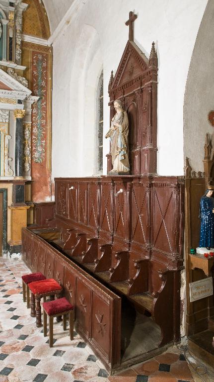 Ensemble de lambris de demi-revêtement, de 12 stalles et de 2 bancs de chœur - Église paroissiale Notre-Dame-de-l'Assomption, La Rouaudière