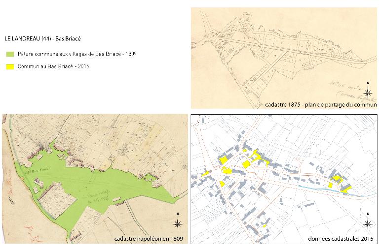 Evolution des communs au Bas Briacé (Le Landreau) selon les données cadastrales