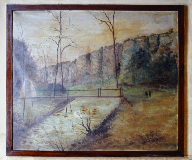 Ensemble de 10 tableaux : paysages des alentours de Sainte-Suzanne - Auberge de la Boule d'Or, 3 place de l'église, Saint-Jean-sur-Erve