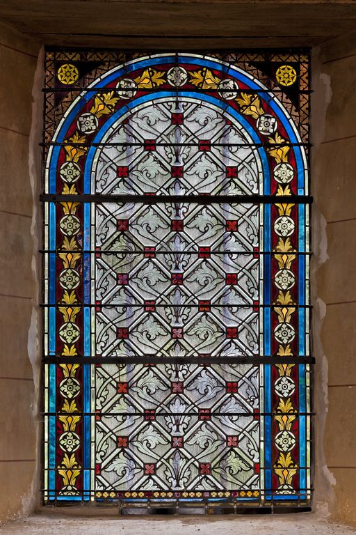 Ensemble de 6 verrières décoratives (baies 3 à 8) - Église paroissiale Saint-Nicolas, Trans