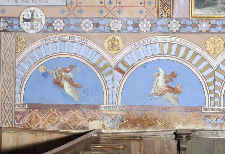 Peintures monumentales de l'église paroissiale Saint-Maurice de Conflans-sur-Anille : scènes bibliques.