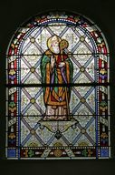 Ensemble de 4 verrières : Christ du Sacré Cœur, Vierge du Sacré Cœur, saint Joseph, saint Alexandre - Chapelle, dite ermitage Saint-Céneré, Montguyon, Saulges