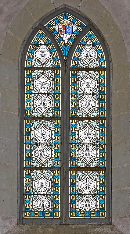 Ensemble de 8 verrières décoratives (baies 1 à 8) - Église paroissiale Notre-Dame-de-l'Assomption, La Rouaudière
