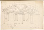 Crypte ou chapelle basse. Dessin de l'architecte Gustave Bourgerel.