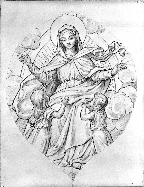 Verrière à personnages : sainte Marguerite, sainte Thérèse d'Avila (baie 1) - Église paroissiale Saint-Sixte, La Chapelle-Rainsouin