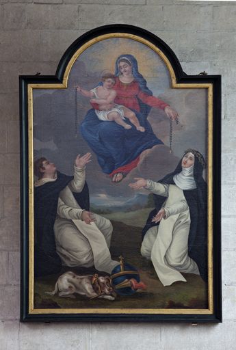 Tableau : Le Don du rosaire à saint Dominique et à sainte Catherine de Sienne