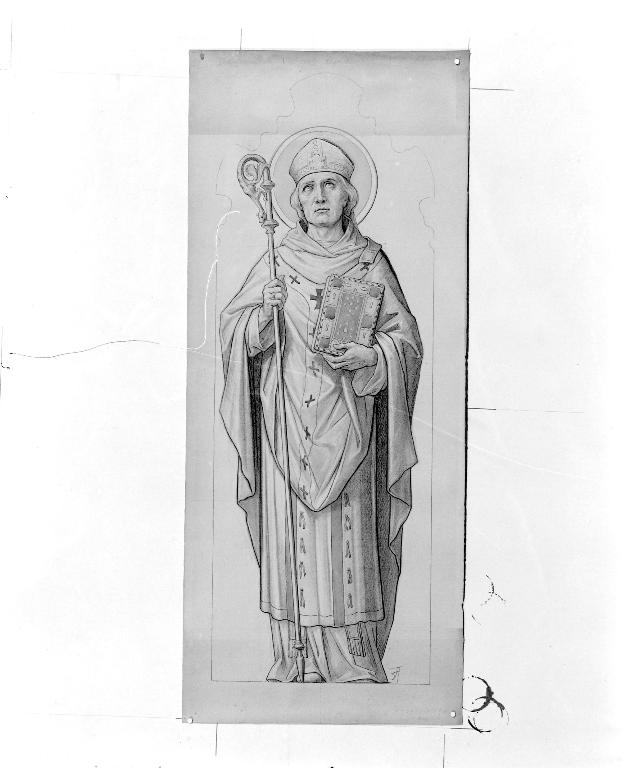 Ensemble de 5 verrières à personnage : saint Jean-Baptiste, sainte Caroline, saint René, saint Romain, saint Isidore le laboureur (baies 0 et 5 à 8) - Église paroissiale Saint-Jean-Baptiste, Carelles