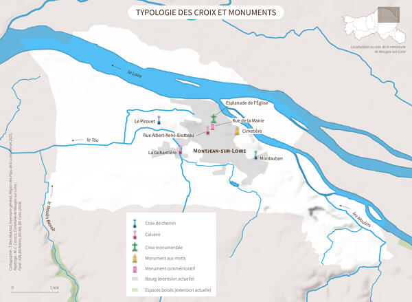 Les croix monumentales et les monuments de la commune de Montjean-sur-Loire