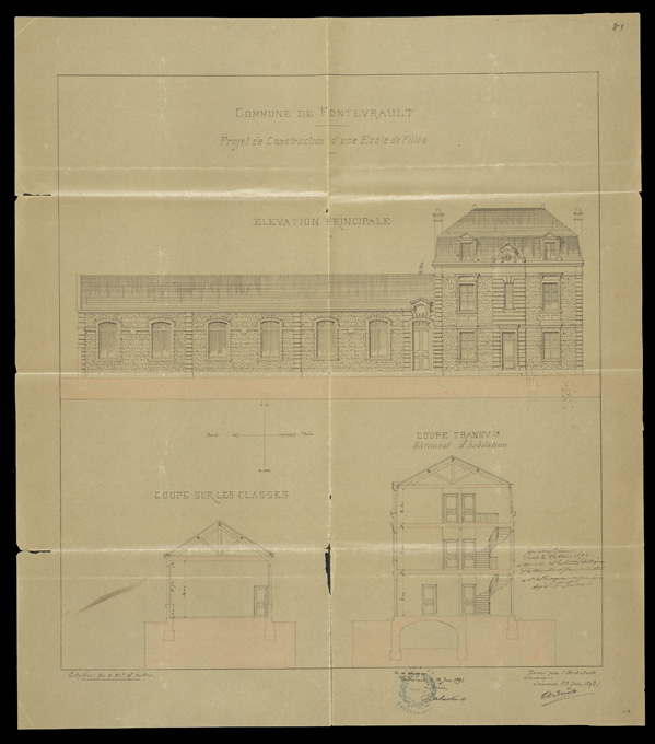 École de filles, actuellement école maternelle de La Colline, 34 à 42, avenue Rochechouart, Fontevraud-l'Abbaye