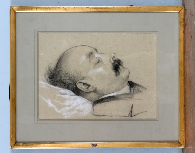 Dessin : portrait de Jacques Glétron sur son lit de mort - Collection Robert-Glétron