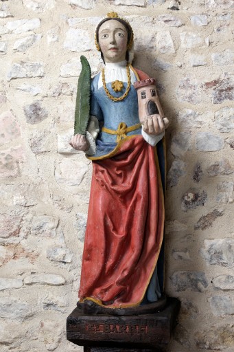 Statue : sainte Barbe - Chapelle Saint-Pierre, Saulges
