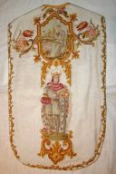 Ornement blanc de Saint-Louis : chasuble, étole, voile de calice, bourse de corporal