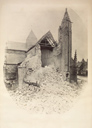 Photographie ancienne de l'écroulement de la façade occidentale de la collégiale Saint-Aubin de Guérande intervenu le 28 novembre 1876.