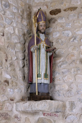Statue : saint évêque dit le bienheureux Mérole - Chapelle Saint-Pierre, Saulges