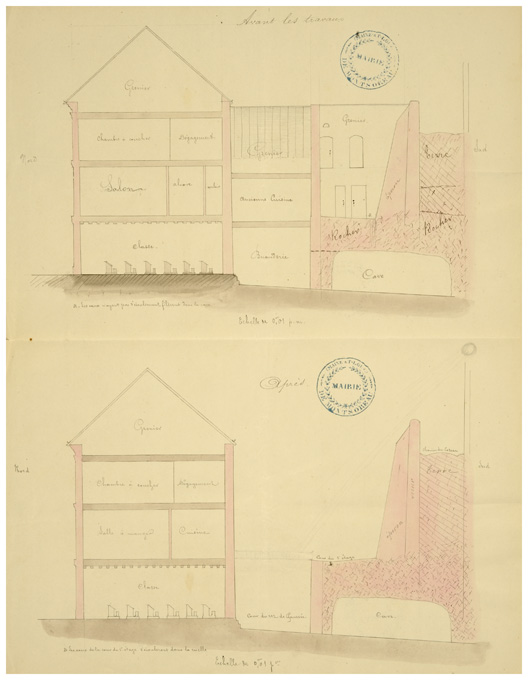 Hôtel de voyageurs des Trois Pigeons, puis maison, puis mairie et école de garçons, actuellement mairie, Montsoreau