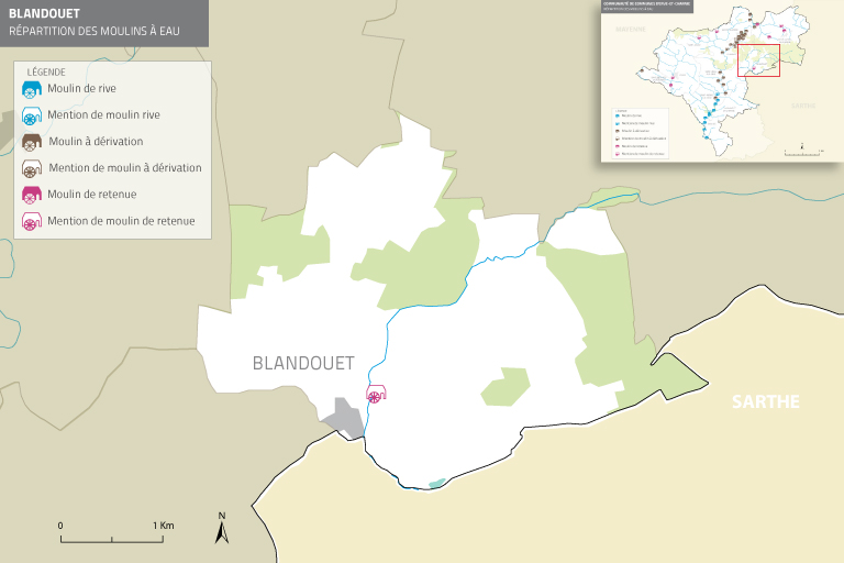 Les moulins de la commune de Blandouet