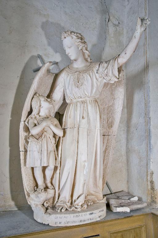Groupe sculpté : Tobie et l'archange Raphaël - Église paroissiale Notre-Dame-de-l'Assomption, La Rouaudière