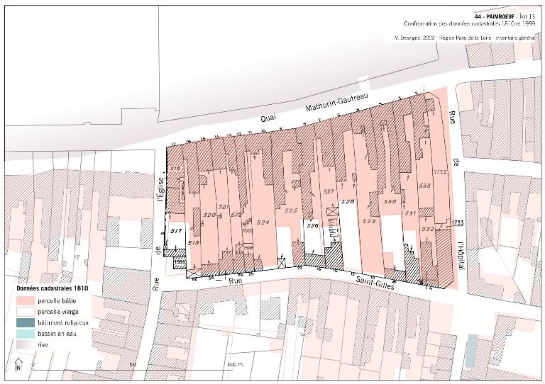 Îlot 13, quai Mathurin-Gautreau ; rue de l' Hôpital ; rue Saint-Gilles ; rue de l' Eglise, Paimbœuf