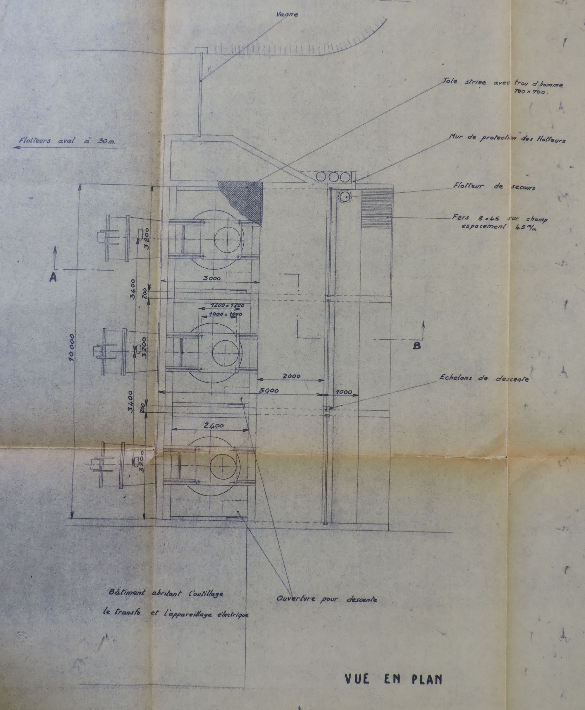 Projet de station de pompage par le Génie rural, 5 novembre 1964 : plan.