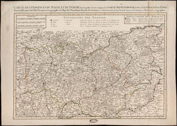 Carte des provinces du Maine et du Perche, Guillaume de l'Isle, 1719.