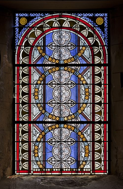 Ensemble de 6 verrières décoratives (baies 3 à 8) - Église paroissiale Saint-Nicolas, Trans