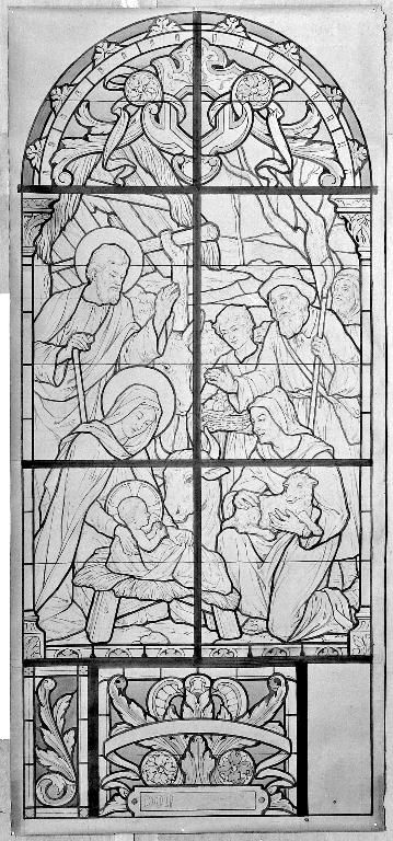 Ensemble de 7 verrières historiées : vie du Christ (baies 5, 6, 9, 10, 11, 12 et baie occidentale) - Église paroissiale Saint-Gervais-Saint-Protais, Quelaines-Saint-Gault